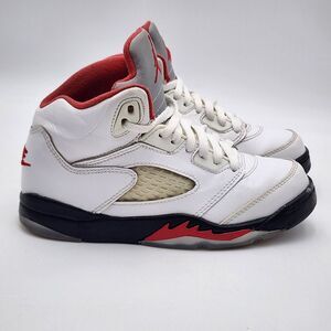 Nike Air Jordan 5 V Retro PS Fire Red Youth Size 13C 440889-102 Silver Tongue‎